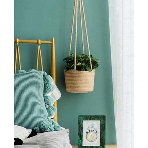 Cotton Rope Wall Hanging Woven Planter Storage Basket Home Garden Ornament Plant Storage Basket
