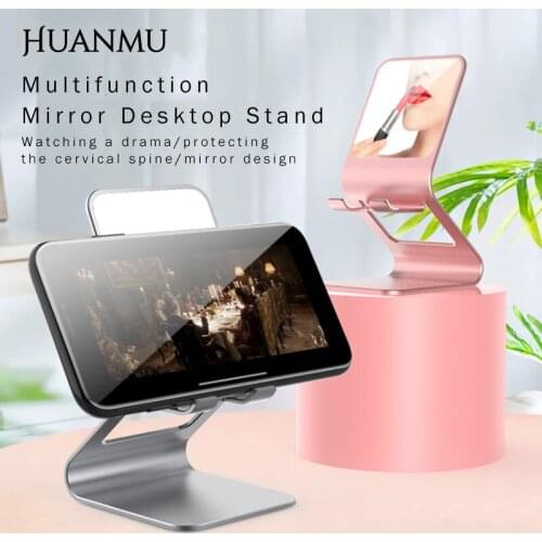 New Multifunctional Mobile Phone Holder Creative Makeup Mirror Alloy Tablet Computer Stand Desktop Universal Lazy Support Shelf