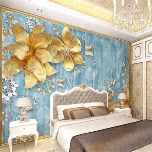 Beibehang papel de parede Custom wallpaper 3d mural luxury gold jewelry flowers Mediterranean TV background wall paper 3d mural