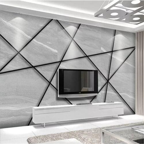 Papier peint Custom wallpaper 3d mural European minimalist jazz white marble geometric square wall living room bedroom wallpaper