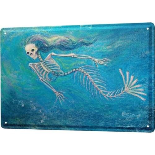 Tin Sign Metal Plate Decorative Sign Home Decor Plaques Fun Ravtive Mermaid