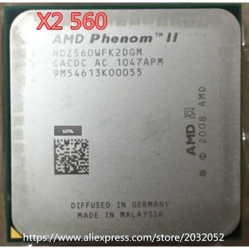 Original AMD Athlon II X2 560 CPU Processor 3.3GHz, 6MB L3 Cache Socket AM3 PGA938 (working 100% Free Shipping)