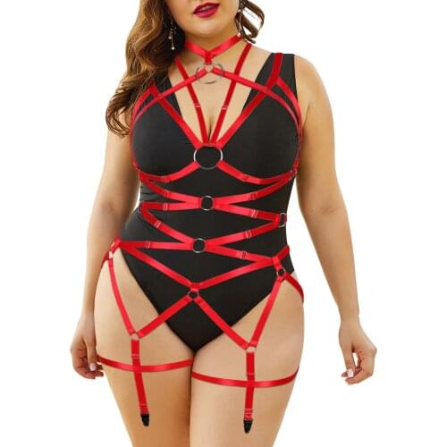 Sexy Busty Woman Body Harness Underwear Garters Belt Gothic Suspenders Erotic Lingerie Skes Plus Size Bdsm Bondage Cage Fetish
