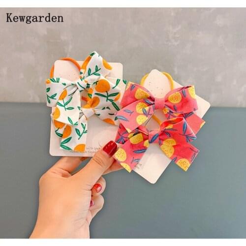 Kewgarden 10 pcs New Girls Floral Bow Elastic Hair Rubber Bands Accessories for Kids Tie Hair Ring Rope Line Holder Headdress