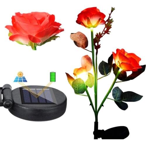 Rose Flower Solar Light Outdoor Waterproof Garden Flower Lamp Lawn Patio Yard Landscape Lighting Home LED Solar Outdoor Light