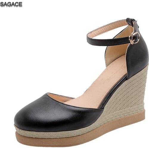 SAGACE Fashion Wedges Round Toe Non-slip Casual Shoes Buckle Sandals Slippers Fashion Female Slides Summer Shoes Sandalias Mujer