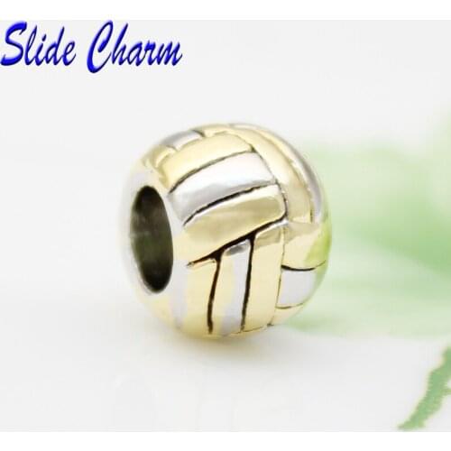 Slide charm Free shipping Mothers Day the luxury brands sport football charm beads fit Pandora charm bracelet Christmas