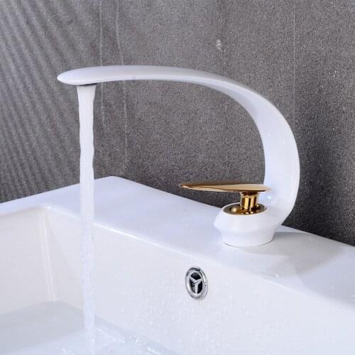 Bathroom Sink Faucet Gold Finish Basin Faucet Cold and Hot Water Mixer Nickel Single Handle Water Tap Black Brass Basin Faucet