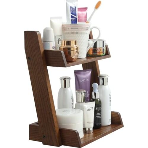 Bathroom Wooden Storage Shelves solid wood cosmetic storage rack multilayer European-style waterproof toilet storage box