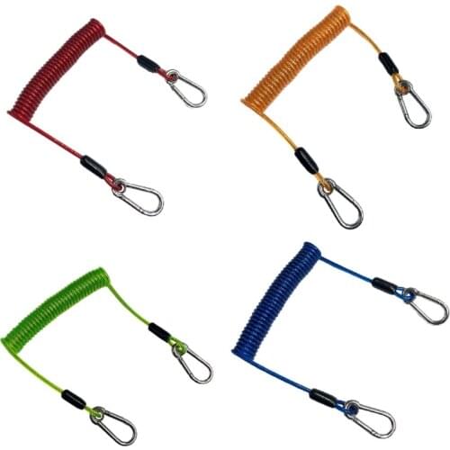 Retractable Tool Lanyard, Fishing Coiled Lanyard with Carabiner, Stainless Steel Inside Heavy Duty Fishing Safety Rope