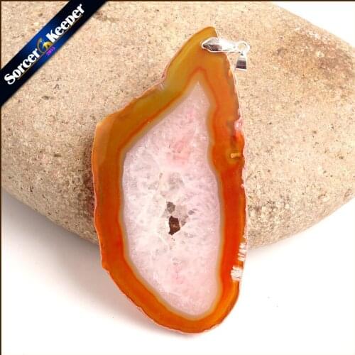 High Quality Natural Crystal Cluster Gem Stone Jewelry Polished Faceted Agates Slice Beads Pendant Necklace for Women AA272