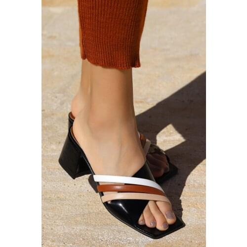 Woggo Pnt 694207 Japanned Leather Daily 5 Cm Heel Women slippers Womens Slippers Woman slippers