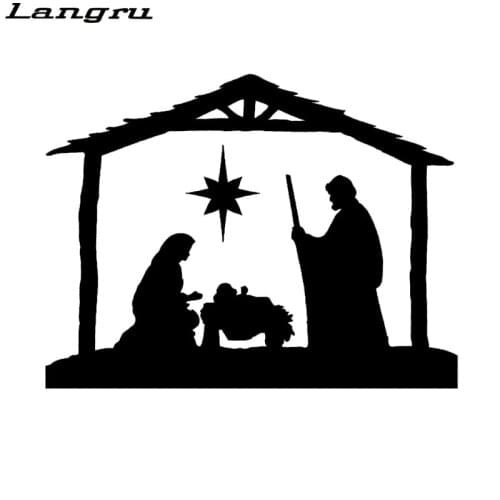 Langru Nativity Scene Christmas Wall Fashion Car Styling Funny Sticker Vinyl Decal Car Window Jdm