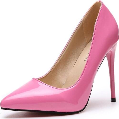 2019 women high heel pumps fashion sexy party shoes pointed toe thin heel 11 cm slip on wedding heels simple solid big size 44