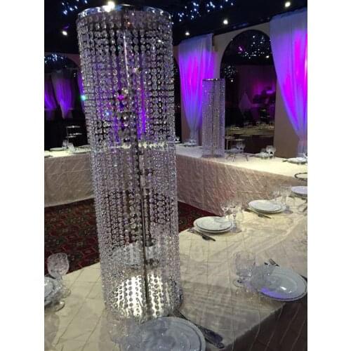 10PCS crystal wedding pillar flower stand//100cm(39.5'') tall/Dia30cm(39.5'')wedding decoration/wedding crystal centerpiece