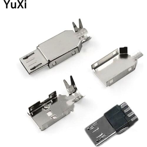 5set Micro USB 4pin 5PIN Welding Type Male Plug Connector 4P 5P USB Tail Charging jack 3 in 1 Metal DIY data cable accessories