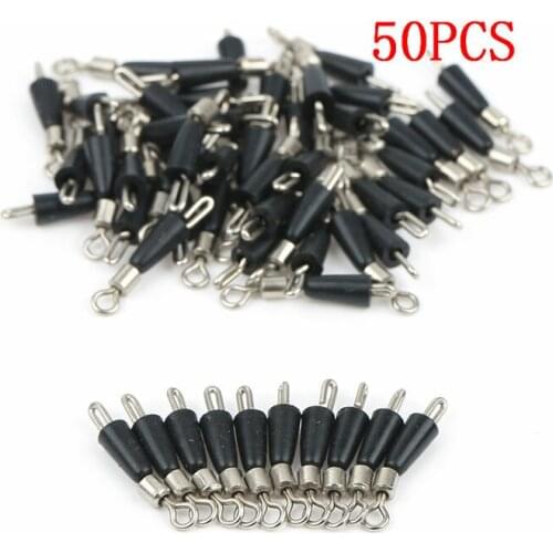 50pcs Fishing Barrel Swivel Pin Connector Solid Rings Swivel Contector with Interlock Snap Fishing Tackle