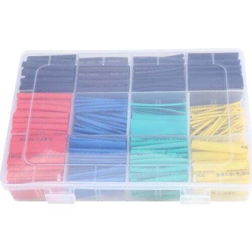 530Pcs 2:1 Heat Shrink Tubing Halogen-Free Tube Sleeving Wire Wrap Cable With Box Heat Shrinkable Tubing Wall Flame Retardant