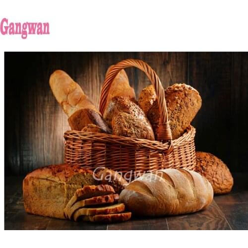 Diamond embroidery bread food 5D DIY full diamond painting square round drill 3d rhinestone mosaic restaurant kitchen decoration