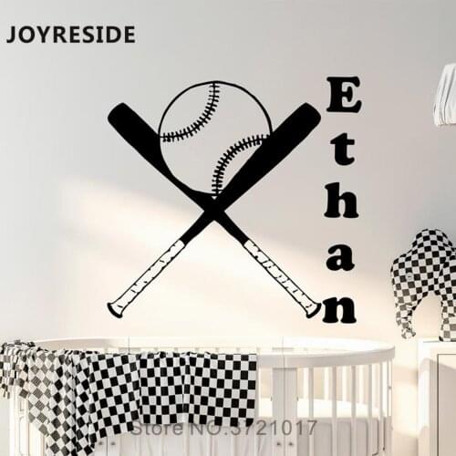 Baseball Wall Decals Customed Boys Name Base Ball Bar Sports Wall Decor Home Kids Bedroom Decoration Stickers Personalized M271