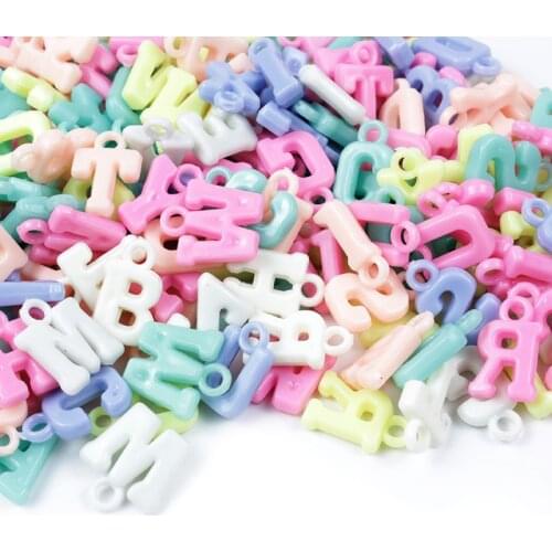 100/200/300Pcs Acrylic Hanging Hole Candy Color Letters Beads For Jewelry Making Kids DIY Necklace Accesories