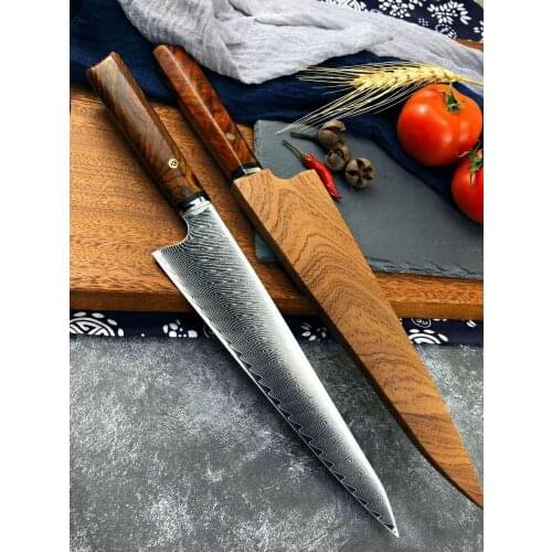 Damascus Chef Knife 8 Inch Professional Home Restaurant Kitchen Meat Knives with 67 Layers Pakka Wooden Handle