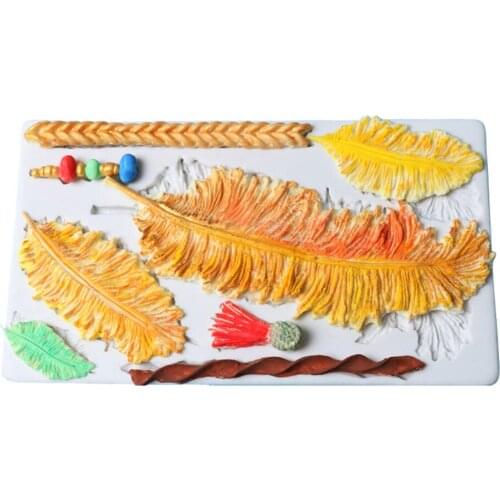 Facemile 20.5x11.6cm Feather Sugar Buttons Silicone Mold Fondant Mold Cake Decorating Tools Chocolate Gumpaste Mold Baking Mold