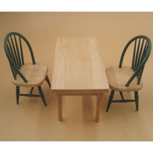 G08-X337 children gift Toy 1:12 Dollhouse mini Miniature rement wooden green chair table 3pcs/set