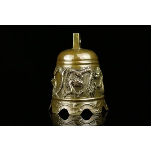 HOT SALE HOME COURTYARD TOP TALISMAN # EXORCISMS TOWN CURTILAGE GOOD LUCK BRONZE DRAGON BELL FENG SHUI BRASS STATUE