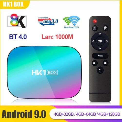 HK1 BOX TV Box 2020 4G DDR3 Android 9.0 S905X3 Quad-Core 1000M 2.4/5G Duan-Band WIFI FULL HD 8K SHV Smart TV Set-Top Box