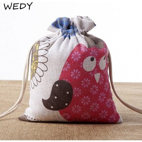 Cotton Linen Drawstring Bag Custom Logo Keys Coins Cosmetic Storage Bag Christmas Gift Drawstring Pouch Jewelry Organizer Bags