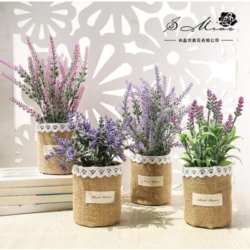 Home Desktop Decoration Simulation Small Slik Floret Grass Bonsai Potted Artificial Plant Ornament Including Bag Flowerpot