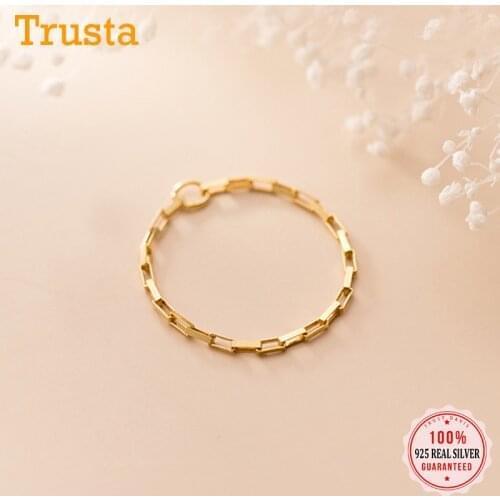 Trustdavis Real 925 Sterling Silver Minimalist Fashion Gold Chain Size 7 Rings For Women Wedding Party Fine S925 Jewelry DS1166