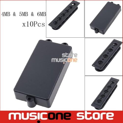 10Pcs 4MB 6MB Sealed Closed 4/6String Guitar Pickup Cover/Lid/Shell/Top For Electric Bass Black 89.5*49mm/105.5*49mm With Bobbin