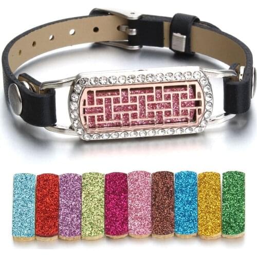 Square Aromatherapy Bracelet Black Leather Essential Oil Diffuser Locket Bracelets Alloy Stainless Steel Aroma Perfume Bracelets