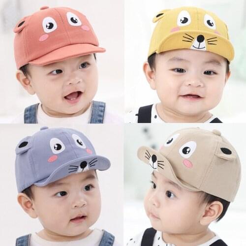 Summer Baby Hat With Ears Cute Cartoon Animals Baby Boys Girls Baseball Cap Outdoor Infant Kids Sun Hat Bonnet