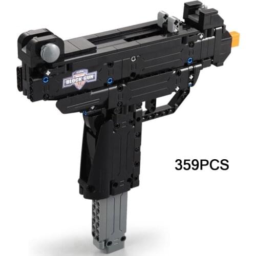 Hot modern military game Mini Uzi weapon building block Submachine gun assemble model with shooting bricks toy with Bullet