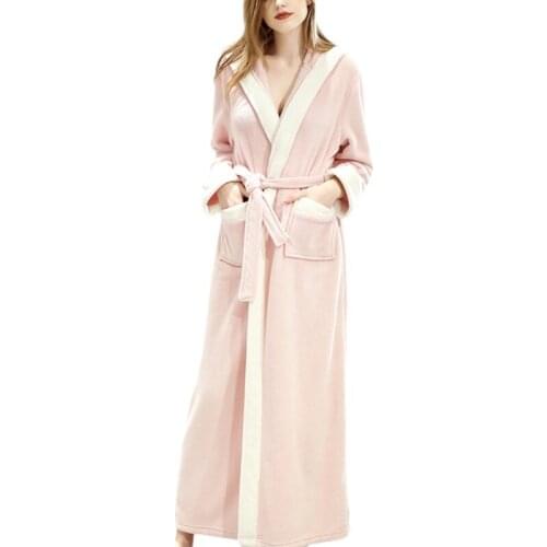 Liva Girl Robes Women 2020 Hot Sale New Thick Nightgown Autumn/Winter Plus Long Fashion Plus Velvet Warm Night Gown Flannel