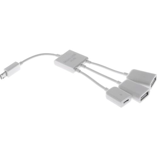 Micro USB Hub OTG Host Cable , 3 in 1 Micro USB Male to Female 1x Micro USB +2x USB 2.0 OTG Extension Adapter for Phone Tablet