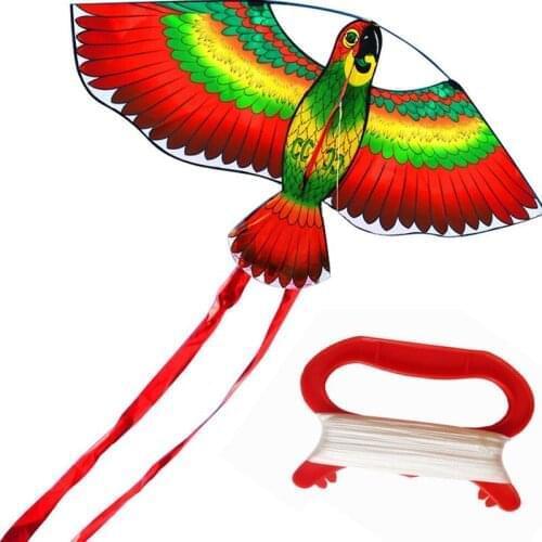 Cartoon Rainbow Parrot Kite With String Plastic Handle Family Fun Outdoor Toys Kites High Flying For Children