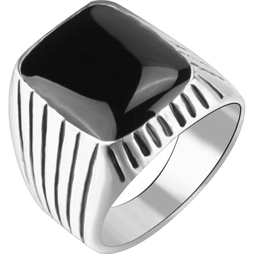 Atmosphere Exaggerated Punk Ring For Men Obsidian Resin Silver Plated Drops Nightclub Mens Ring jewelry