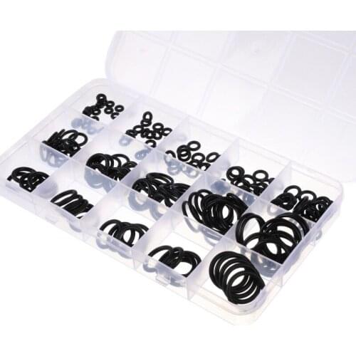 225pcs O Rings Kit Kitchen Faucet Rubber Washers for Shower Heads, Plumbing, Automotive Air Gas Connections 15 Sizes Black