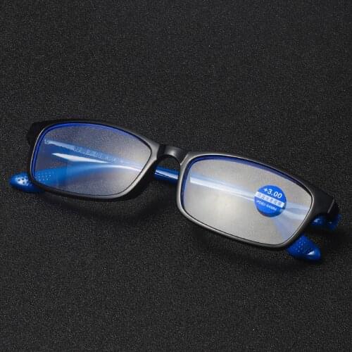May Flower Retro Square TR90 Reading Glasses Anti-blue Light Eyeglasses Reading Anti-fatigue Magnifying Presbyopic Glasses Men+4