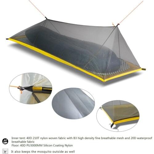 230G Ultralight Inner Tent Mesh Tent Outdoor Camping Tent Backpacking Tents Camping Hiking 40D Silicon Coated Nylon Tent