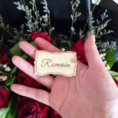 Personalized Names Laser Engraved Table Place Cards Settings gold acrylic tags Custom name plaque Wedding Dinner Party