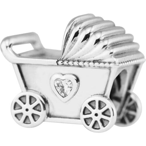 Fits for Pandora Charms Bracelets Babys Pram Beads 100% 925 Sterling Silver Jewelry Free Shipping