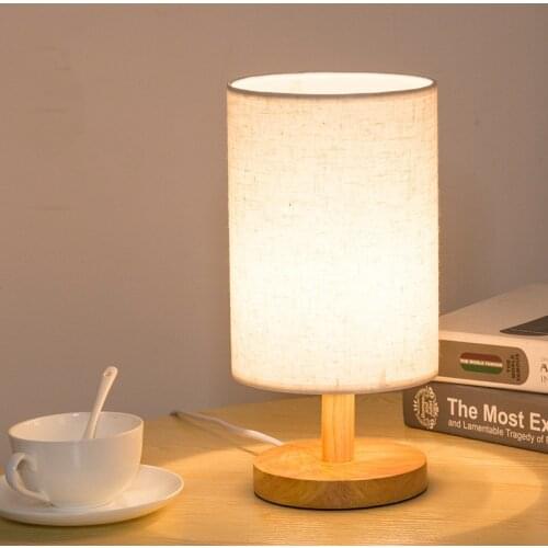 Simple modern table lamp bedroom study bedside lamp solid wood creative birthday gift night light decoration EU/US/UK plug
