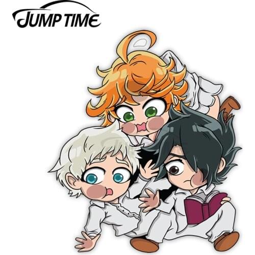 Jump Time 13 x 11.9cm The Promised Neverland Decal Anime Scratch-Proof Car Stickers Laptop Motorcycle Windshield Car Styling