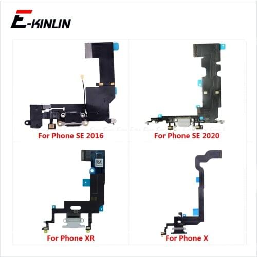USB Charger Plug Charging Port Dock Connector Flex Cable For iPhone XR X XS Max SE 2020 With Mic Microphone Flex Cable Parts