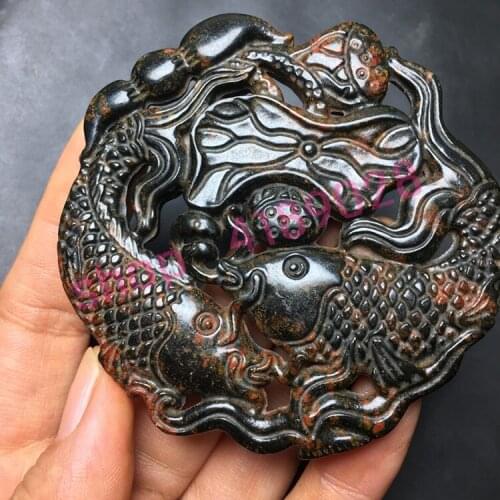 Ancient ancient jade, Xiuyu, Pisces jade plate, antique collection